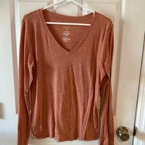 Sonoma Women's Rust V-Neck Long Sleeve Top